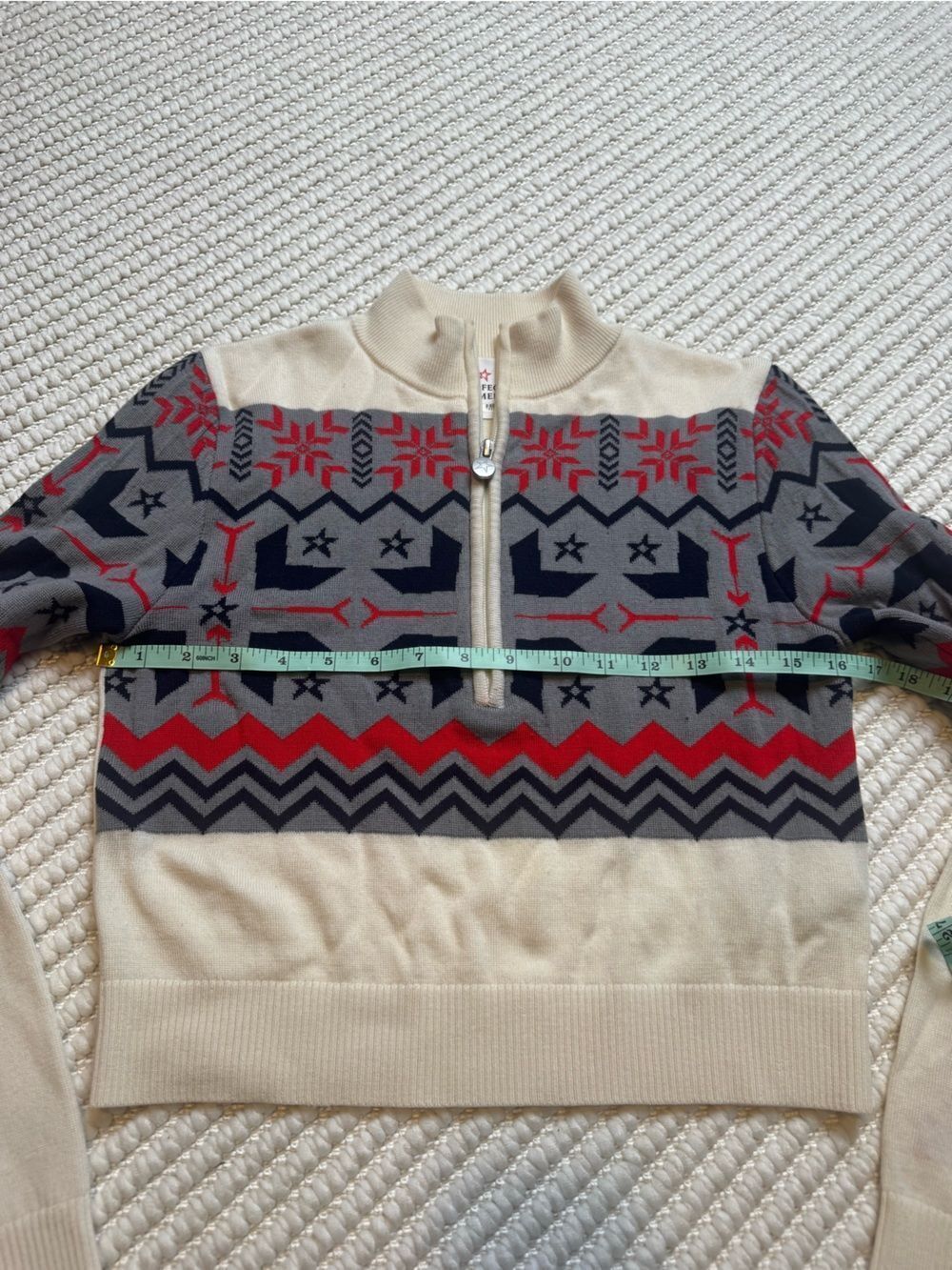 Perfect Moment Nordic Half Zip Sweater in Snow White Cream Merino Wool Small - Picture 4 of 6